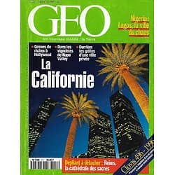 GEO n°211 septembre 1996  Bouillonnante Californie/ Nigeria: Lagos, ville du chaos/ Baptême de Clovis/ Cathédrale de Reims/ Aldabra, île aux trésors