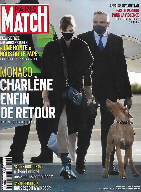 PARIS MATCH n°3784 10/11/2021  Monaco: Charlène enfin de retour/ Les confidences du pape François/ L'affaire Ary Abittan/ Sarah Ferguson nous reçoit