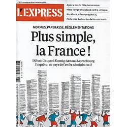 L'EXPRESS n°3671 11/11/2021  Plus simple la France! Au pays de l'enfer administratif/ Débat Montebourg-Koenig/ BlackRock, finance XXL/ Meta, l'empire Facebook