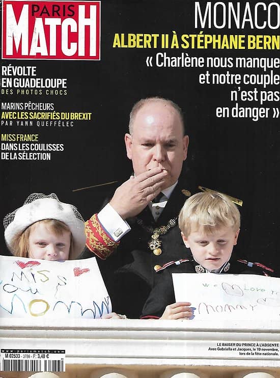 PARIS MATCH n°3786 25/11/2021  Monaco: le prince Albert se confie/ Marins: les sacrifiés du Brexit/ La nouvelle Adele/ Les Miss France à La Réunion/ Covid: révolte en Guadeloupe