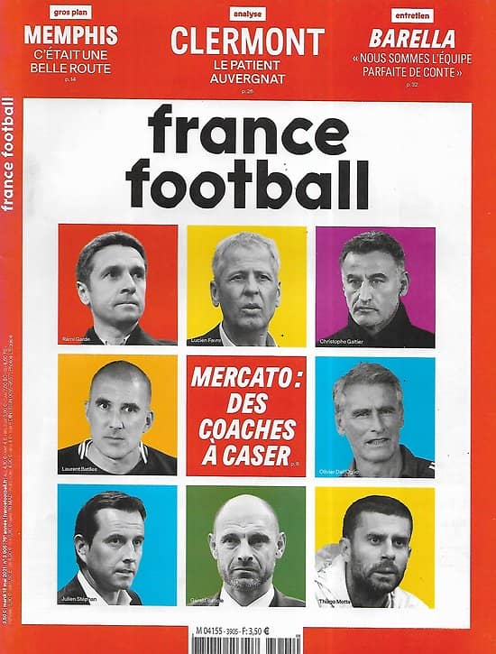 FRANCE FOOTBALL n°3905 18/05/2021  Mercato des coachs/ Memphis Depay/ Nicolo Barella/ Clermont