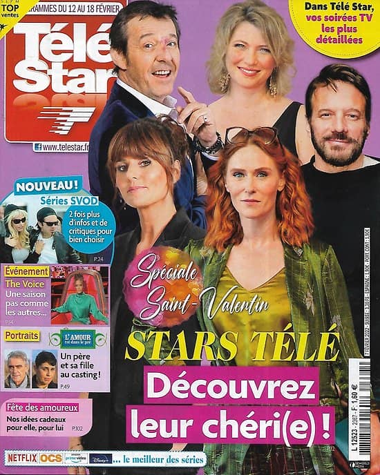 TELE STAR n°2367 12/02/2022  Les couples de stars: Bollaert, Bois, Fleurot.../ "The Voice"/ Saint-Valentin/ Jean-Luc Reichmann/ Oprah Winfrey