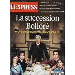 L'EXPRESS n°3684 10/02/2022  La succession Bolloré/ Peur sur l'édition/ Maltraitance en Ehpad/ Jinping & Poutine défie l'Amérique/ John Stuart Mill, le libéral/ Le clan Le Pen