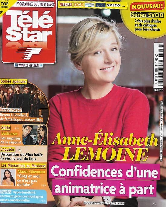 TELE STAR n°2370 05/03/2022  Anne-Elisabeth Lemoine, confidences/ Harry Potter/ Kristin Scott Thomas/ Tomer Sisley/ M.Pokora