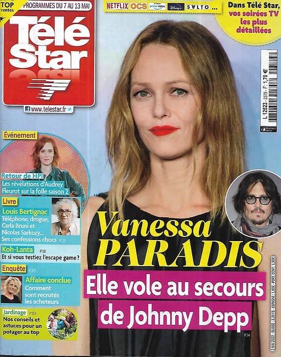 TELE STAR n°2379 07/05/2022  Vanessa Paradis & Johnny Depp/ "HPI" Audrey Fleurot/ Louis Bertignac/ "Affaire conclue"/ José Garcia