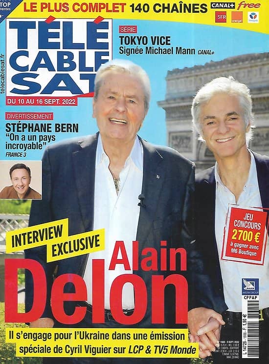 Télé Cable sat n°1688 10/09/2022  Interview exclusive: Alain Delon s'engage pour l'Ukraine/ Stéphane Bern,