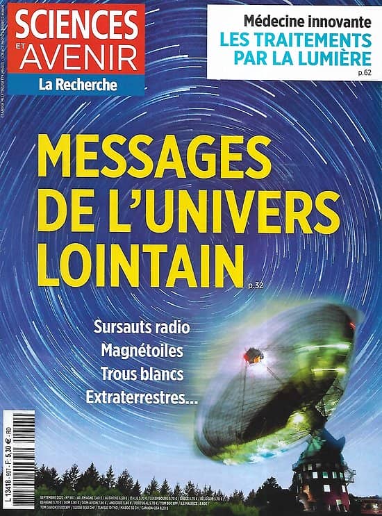 SCIENCES ET AVENIR n°907 septembre 2022  Messages d'un univers lointain/ Yves Coppens/ Soigner par la lumière/ Le Web3/ Le chat sauvage