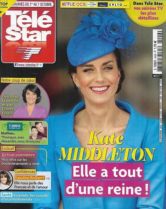 TELE STAR n°2400 01/10/2022  Kate Middleton/ Florence Foresti/ Faustine Bollaert/ Eddie Murphy/ Dynamo Kiev/ Protéines végétales
