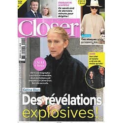 CLOSER n°909 10/11/2022  Céline Dion, révélations explosives/ Emmanuel Macron/ Laeticia/ Cher/ Gil Alma/ Avril Lavigne