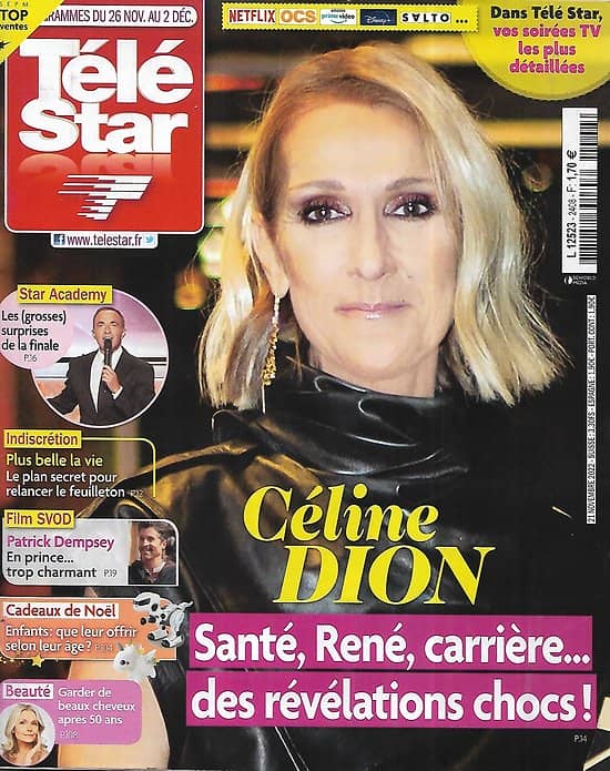 TELE STAR n°2408 26/11/2022  Céline Dion, révélations chocs/ Nikos Aliagas/ Cyril Lignac/ Alec Baldwin/ Patrick Dempsey/ Albert Londres/ Odile Vuillemin