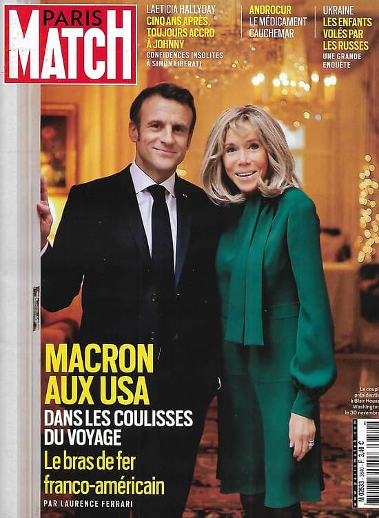 PARIS MATCH N°3840 08/12/2022  Macron aux USA, les coulisses du voyage/ Les enfants volés d'Ukraine/ Hallyday, 5 ans après/ Hugo Lloris