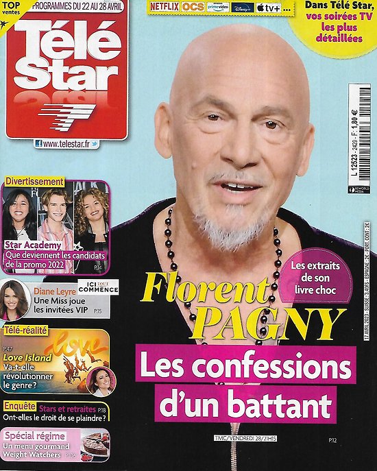 TELE STAR n°2429 22/04/20223 Florent Pagny: confessions/ Star Academy/  Claudia Cardinale/ Love