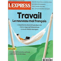 L'EXPRESS n°3765 31/08/2023  Travail: le nouveau mal français/ Jimmy Goldsmith/ Le malaise des proviseurs/ Purge en Russie/ Chine en panne économique