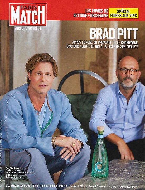PARIS MATCH supplément n°3880 14/09/2023  Spécial Vins & spiritueux: Brad Pitt ajoute le gin à ses projets