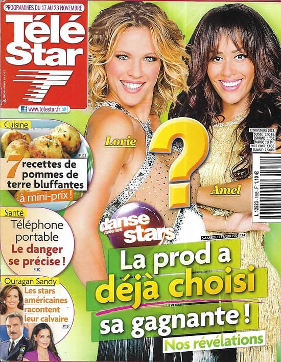 TELE STAR n°1885 17/11/2012  Lorie & Amel Bent "DALS"/ Ouragan Sandy/ Kristen Stewart/ Adriana Karembeu
