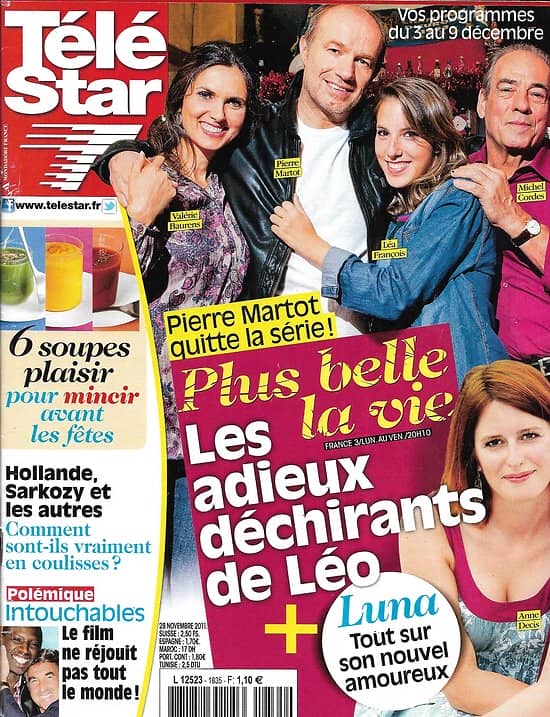 TELE STAR n°1835 03/12/2011  "Plus belle la vie" adieu Léo/ Miss France/ Christophe Willem/ Kevin Costner