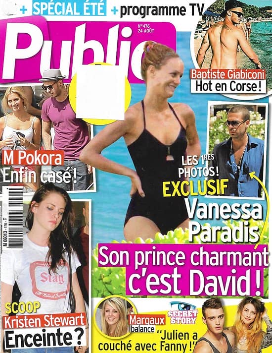 PUBLIC n°476 24/08/2012  Vanessa Paradis/ Kristen Stewart/ M.Pokora/ Scarlett Johansson/ Bixente Lizarazu