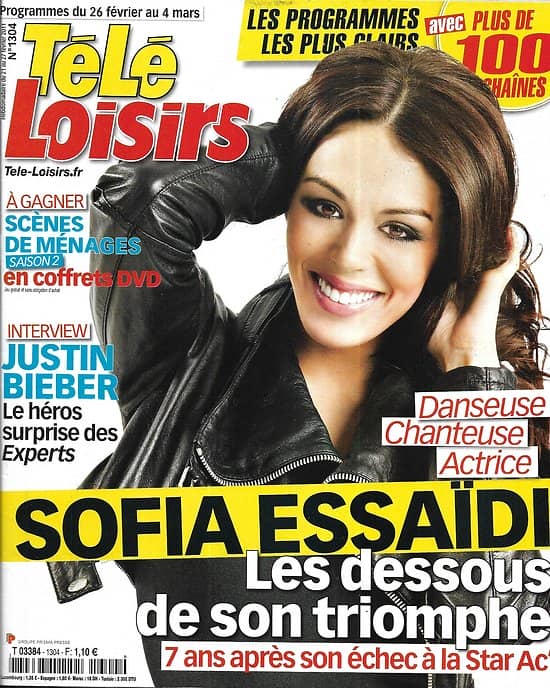 TELE LOISIRS n°1304 26/02/2011  Sofia Essaïdi/ Justin Bieber/ Dexter/ Cold Case/ Marie Drucker