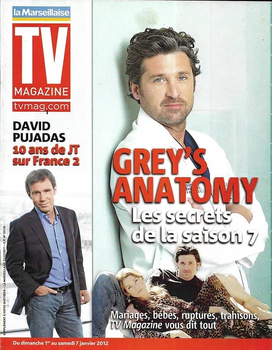 TV MAGAZINE n°20967 31/12/2011  Patrick Dempsey/ Grey's Anatomy/ Pujadas/ Delpérier