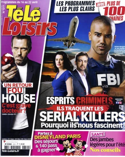 TELE LOISIRS n°1311 16/04/2011  "Esprits Criminels"/ "Dr House"/ "XIII"/ "Pékin Express"