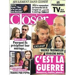 CLOSER n°358 21/04/2012  Valérie Trierweiler & Ségolène Royal/ Angelina Jolie& Brad Pitt/ Kate Middleton/ Ayem