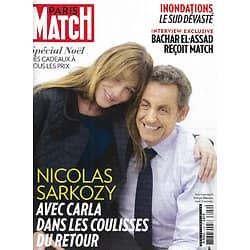PARIS MATCH n°3420 04/12/2014  Carla Bruni & Sarkozy/ Bachar El-Assad/ Inondations dans le Sud/ Churchill/ Marie Gillain