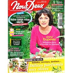 NOUS DEUX n°3499 22/07/2014  Anny Duperey/ Cuisine du soleil: Délices aux olives/ L'affaire Pistorius/ Alertes du corps: écoutez-les