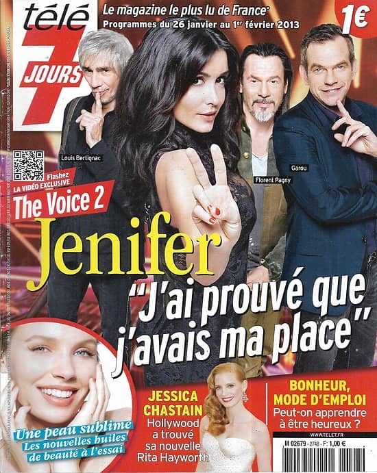 TELE 7 JOURS n°2748 26/01/2013  The Voice 2-Jenifer-Garou-Pagny-Bertignac/ Jessica Chastain