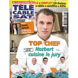 Télé Cable Sat n°1187 02/02/2013  Norbert dans "Top Chef"/ Daniel Auteuil & Dave/ Valérie Karsenti/ Jennifer Lawrence