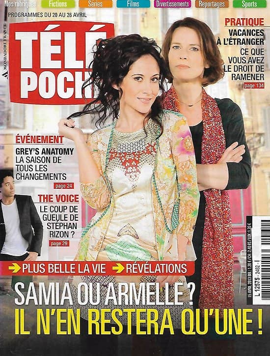 TELE POCHE n°2462 20/04/2013  "Plus belle la vie" Fabienne Carat: Révélations/ Stéphane Rizon/ Jean Reno/ "Grey's Anatomy"