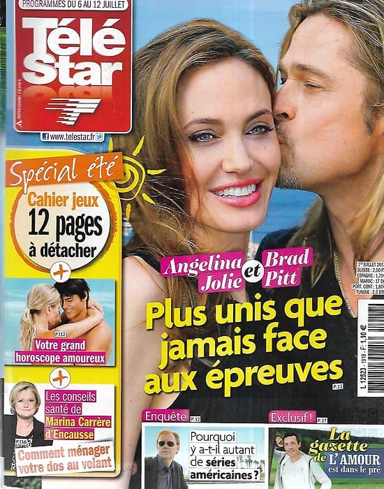 TELE STAR n°1918 06/07/2013  Angelina Jolie & Brad Pitt/ Catherine Deneuve/ "Bones"/ Josh Henderson/ "Fort Boyard"