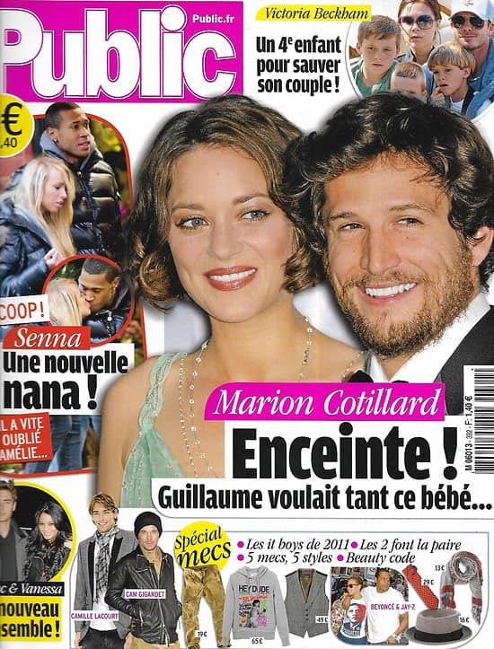 PUBLIC n°392 14/01/2011  Marion Cotillard/ Senna/ Spécial Mecs/ Victoria Beckham/ Heidi Montag/ Victoria Silvstedt
