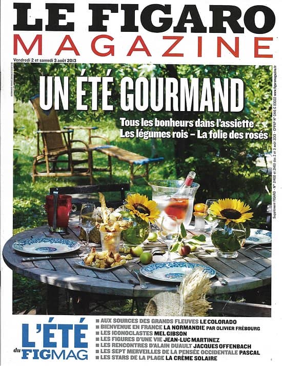 LE FIGARO MAGAZINE n°21460 02/08/2013  Un été gourmand/ Le Colorado/ La Normandie par Frébourg/ la Mongolie par Tesson/ Mel Gibson/ Pascal
