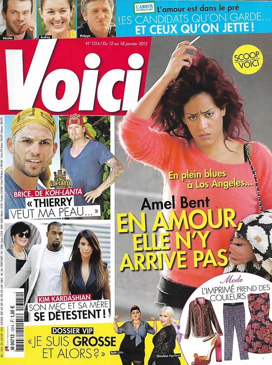 VOICI n°1314 12/01/2013  Amel Bent/ "Koh-Lanta"/ Kim Kardashian/ "L'amour est dans le pré"