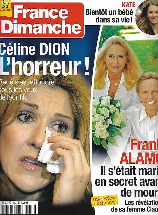 FRANCE DIMANCHE n°3451 19/10/2012  Céline Dion/ Frank Alamo/ Kate Middleton/ Richard Chamberlain/ Estelle Lefébure