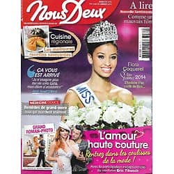 NOUS DEUX n°3472 14/01/2014  Miss France: Flora Coquerel/ Recettes savoyardes/ Roman-photos: L'amour haute couture
