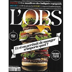 L'OBS n°2638 28/05/2015  Junk food: Et si on arrêtait de manger n'importe quoi?/ Les Indignés espagnols/ Académie française/ Langues anciennes
