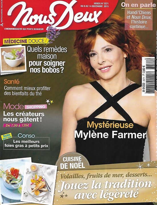 NOUS DEUX n°3571 08/12/2015  Mylène Farmer/ Cuisine de Noël/ Edith Piaf/ Remèdes maison