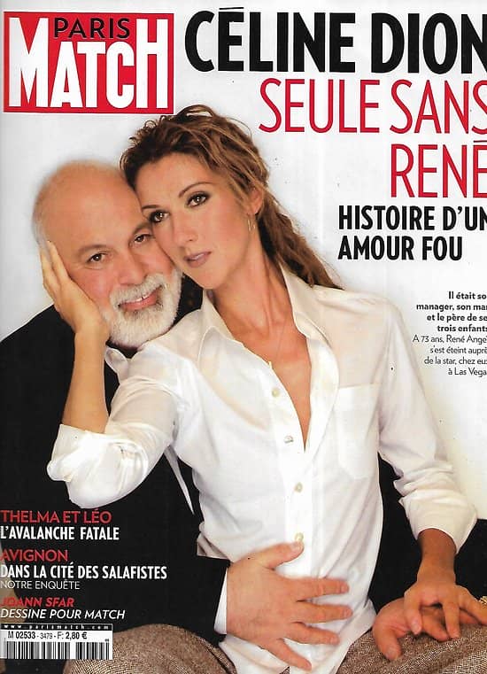 PARIS MATCH n°3479 18/01/2016  Céline Dion & René Angelil, histoire d'un amour fou/ La Patagonie par Salgado/ Joann Sfar/ Tommy Hilfiger