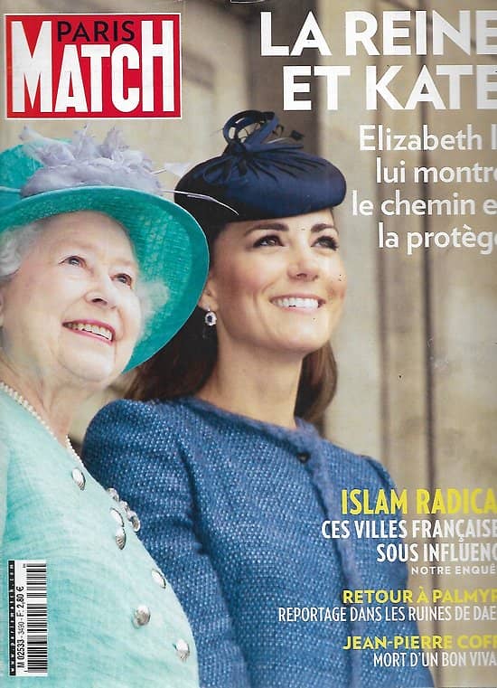 PARIS MATCH n°3490 07/04/2016  Kate Middleton & Elizabeth II/ Islam radical/ Jean-Pierre Coffe/ Christophe/ Palmyre: les ruines de Daech/ Kai Lenny/ Grace Jones