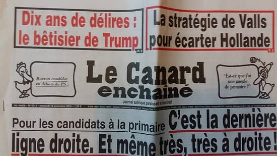 LE CANARD ENCHAINE n°5012 16/11/ 2016  C'EST LA DERNIERE LIGNE DROITE, MEME TRES A DROITE!