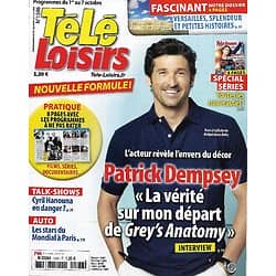 TELE LOISIRS n°1596 01/10/2016  Patrick Dempsey/ Spécial séries/ Versailles/ Talk-shows en danger/ Météo: Chloé Nabédian