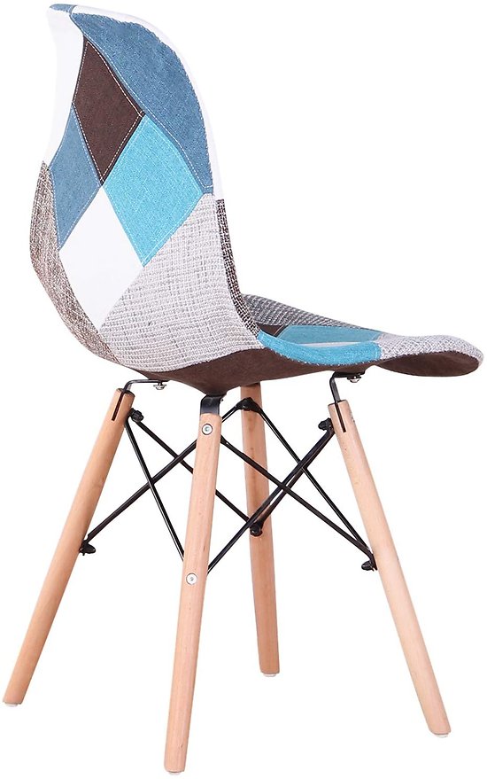 4 chaises scandinaves patchwork bleu