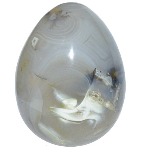 OEUF D'AGATE A BANDES BLANCHE 5,7 CM 