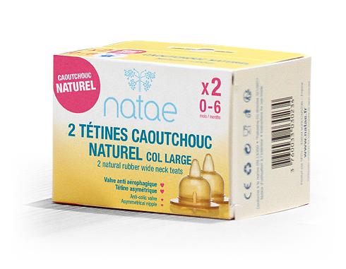 Natae Tétine col large Caoutchouc naturel 6-18mois
