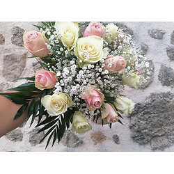 Bouquet de roses + gypsophile