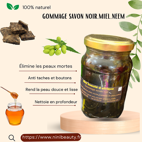Gommage savon noir,miel, neem(100g)