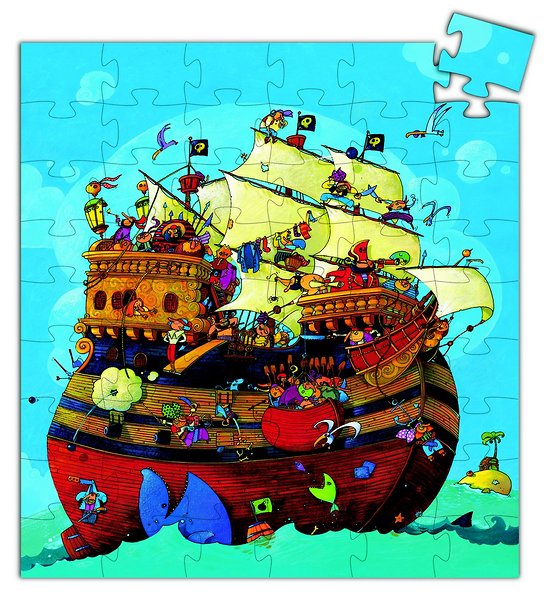 Puzzle Pirates Djeco pas cher Bateau de Barberousse 54 pièces +5