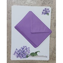 Papier à lettre Hortensia bleue  avec enveloppes en papier recyclé  