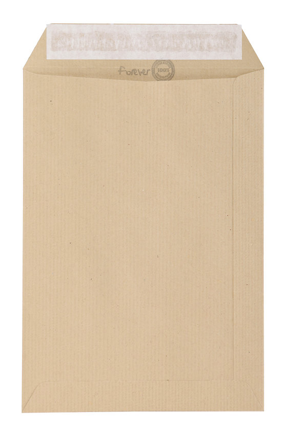 Enveloppes vierges en papier recyclé Lot de 25 enveloppes DIN C5 15,6 x 22 cm en papier kraft gris naturel Fermeture humide Série Environnement gris avec doublure en soie dorée 